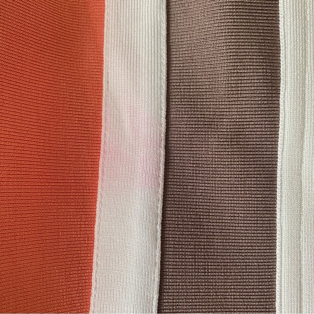 HOUSE OF CB Shah Bodycon Sexy Cut Out Orange Brown White Stripe Strap Mini Dress - Picture 7 of 12